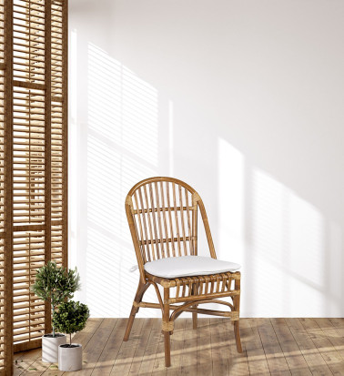 SIDNEY - Cadeira de vime com almofada 48 x 60 x 94