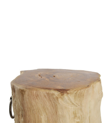 Solid teak stool with ring 35 x 35 x 45