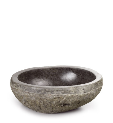 Lavabo rond en pierre naturelle de rivière 45 x 45 x 15