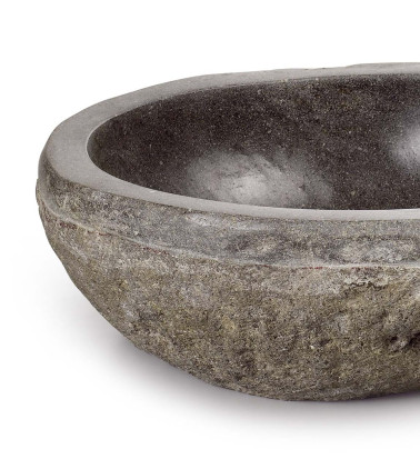 Lavabo rond en pierre naturelle de rivière 45 x 45 x 15