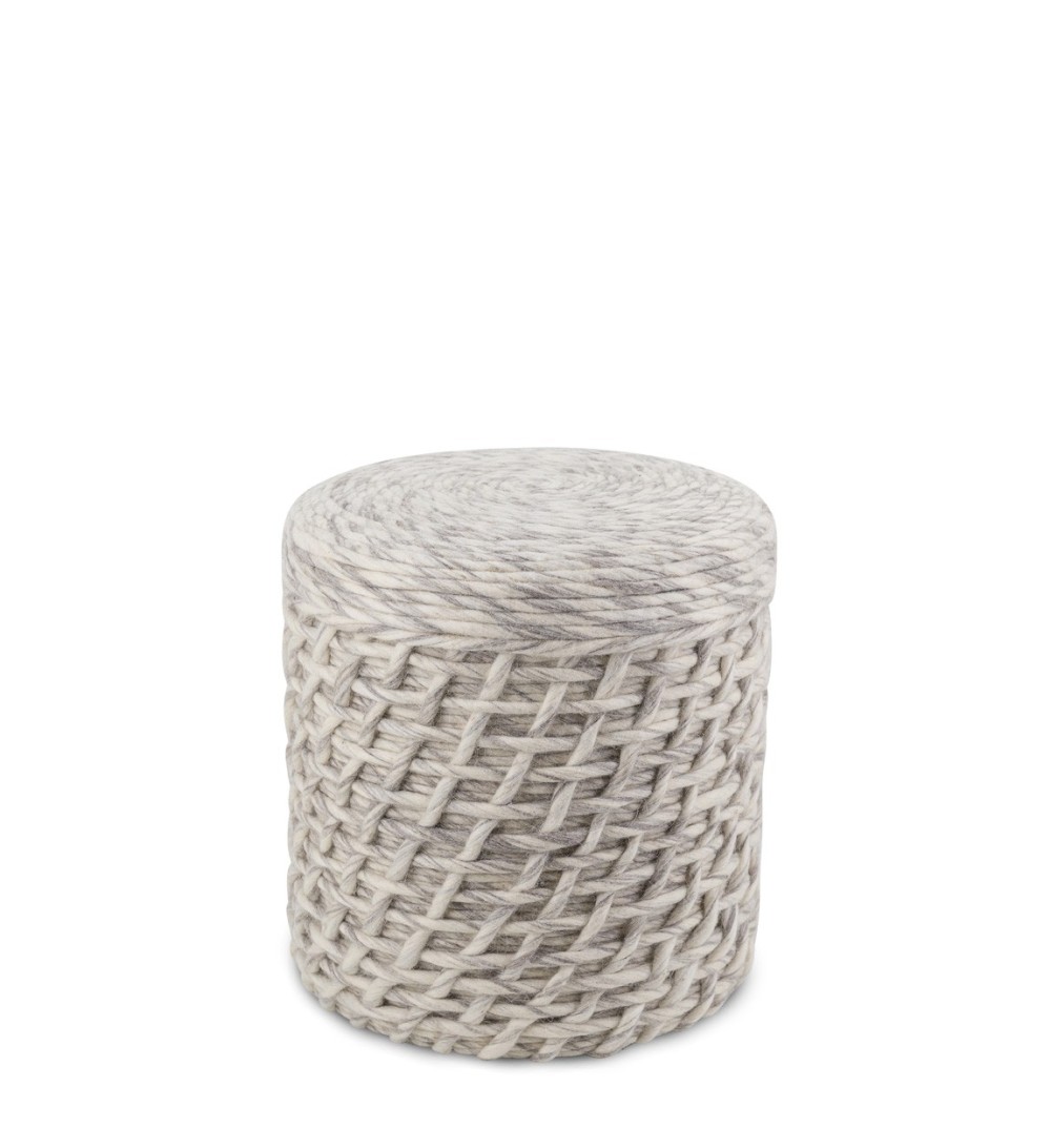 SINTRA - Wool pouf 40 x 40 x 45