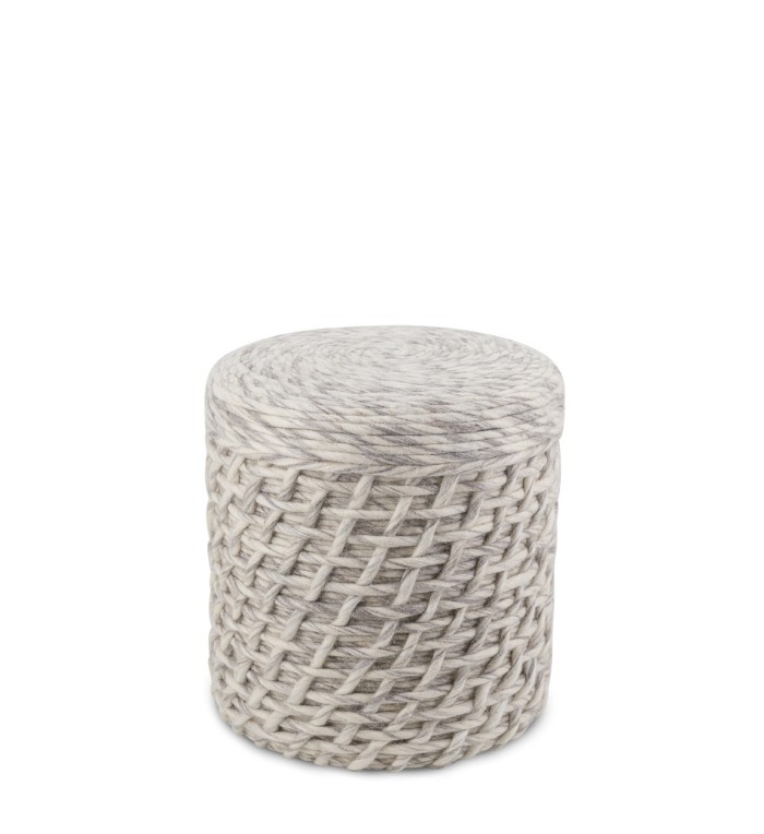 SINTRA - Wool pouf 40 x 40 x 45