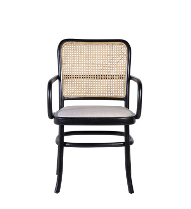 Teak and Rattan Upholstered armchair  56 x 59 x 87