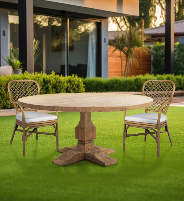 ORLANDO - Recycled teak dining table 160 x 160 x 78