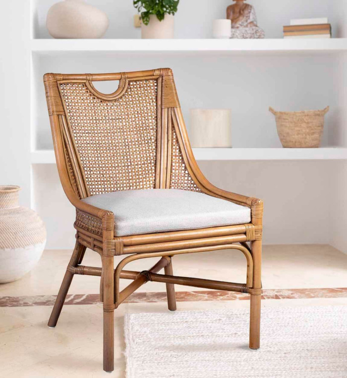 BISTRO - Sedia in rattan con cuscino 56 x 62 x 90